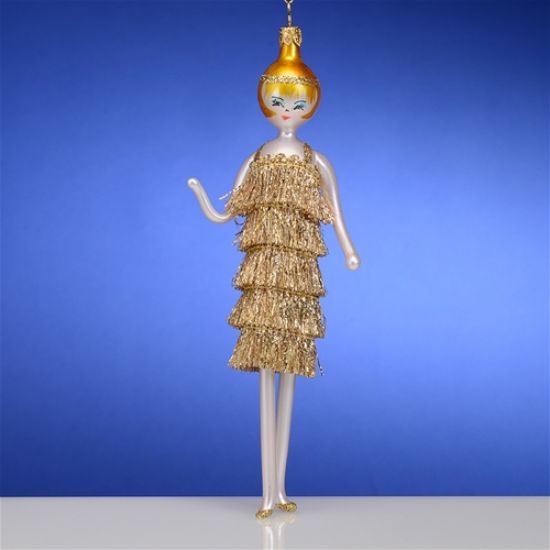 Picture of De Carlini Lady In Gold Flapper Dress Ornament