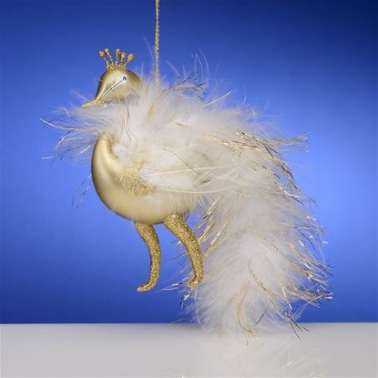 Picture of De Carlini Gold Peacock Christmas Ornament