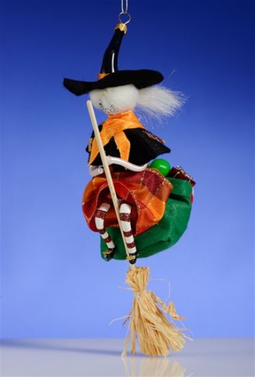 Picture of De Carlini Witch with Green Bag Christmas Ornament