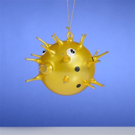 Picture of De Carlini Yellow Round Fish Christmas Ornament