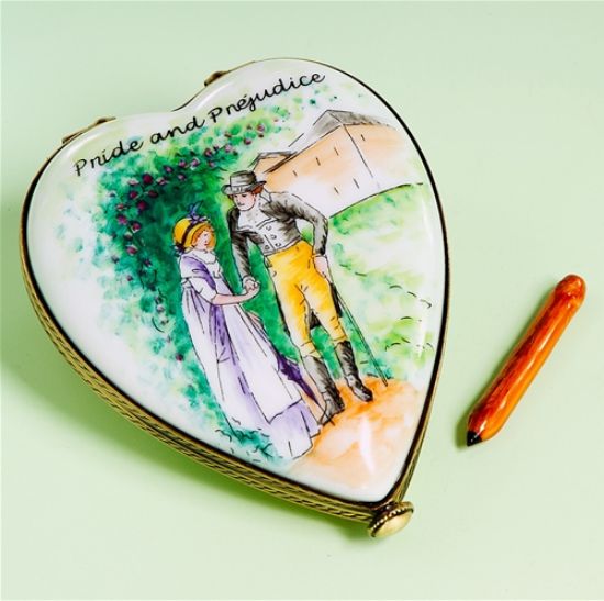 Picture of Limoges Pride and Prejudice Heart Box with Pencil
