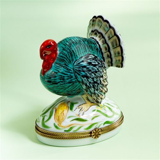 Picture of Limoges Blue Turkey on Cornfield Box