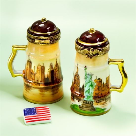 Picture of Limoges One Manhattan Beer Stein Box with  USA Flag