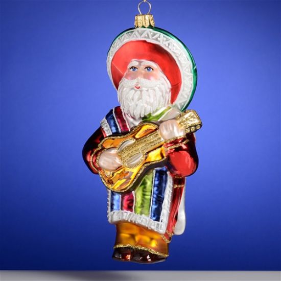 Picture of Mexican Santa Polish Glass Christmas Ornament