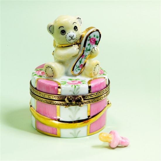 Picture of Limoges Baby Girl Teddy with Brush Box and Pacifier
