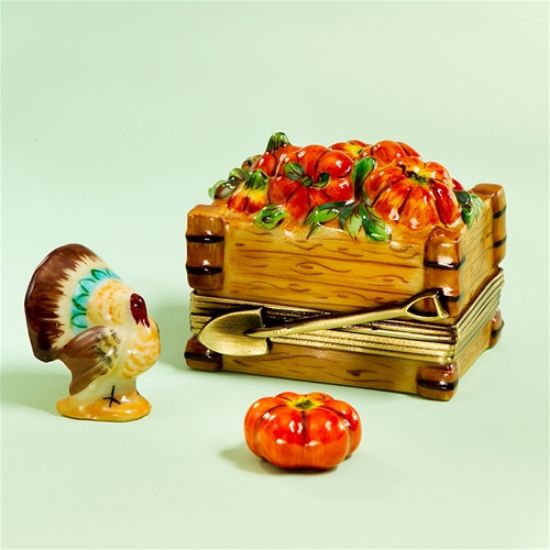 Picture of Limoges Pumpkins Crate Box with Turkey and Pumpkin