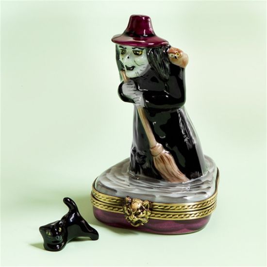 Picture of Limoges Halloween Witch Box with Black Cat