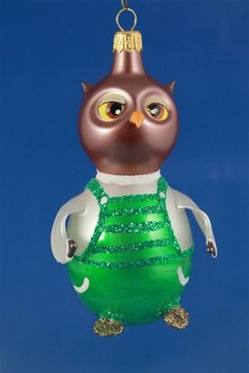 Picture of De Carlini Boy Owl in Green Christmas Ornament