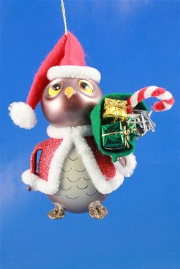 Picture of De Carlini Santa Owl Christmas Ornament