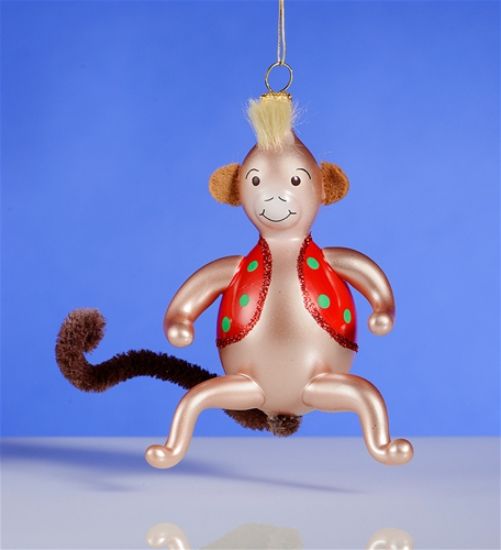 Picture of De Carlini Boy Monkey with Red Jacket Italian  Christmas Ornament