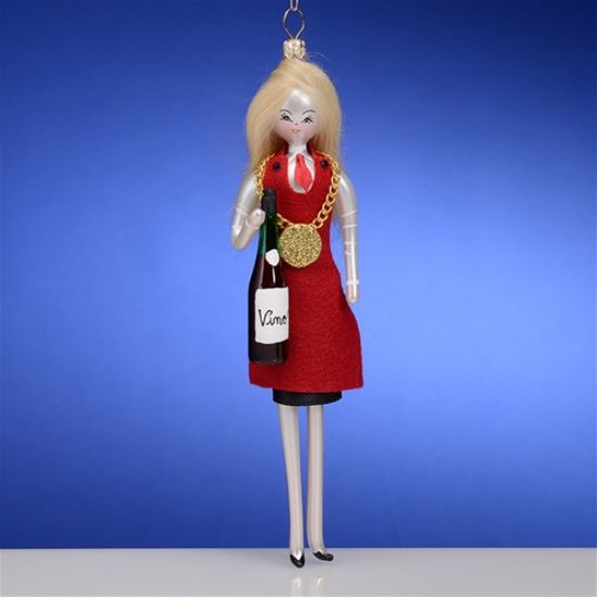Picture of De Carlini Lady Sommelier Italian Christmas Ornament
