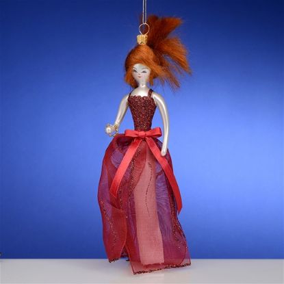 Picture of De Carlini Red Hair Lady in Red Dress Christmas Ornament