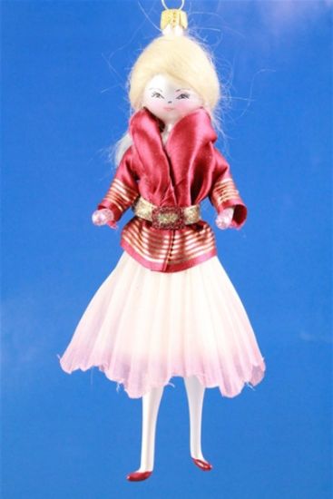 Picture of De Carlini Lady in PInk and Burgundy Christmas Ornament