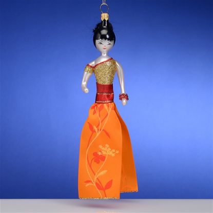 Picture of De Carlini Japanese Lady in Orange Christmas Ornament
