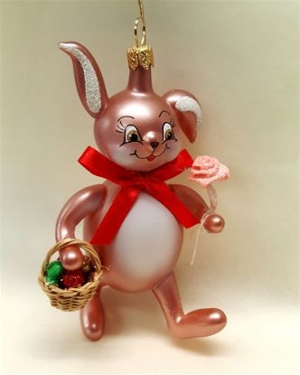 Picture of De Carlini Brown Rabbit with Basket Christmas Ornament
