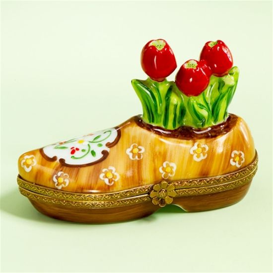 Picture of Limoges Brown Dutch Clog with Tulips Box
