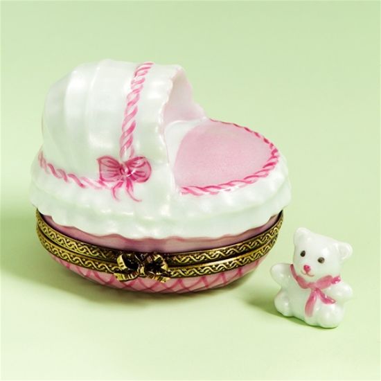 Picture of Limoges Baby Girl Crib Box with Teddy