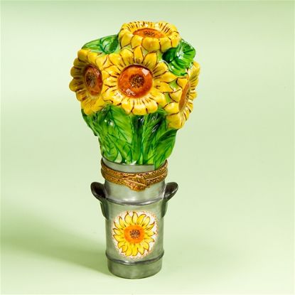 Picture of Limoges Sunflower in Metal Flower Pot Box