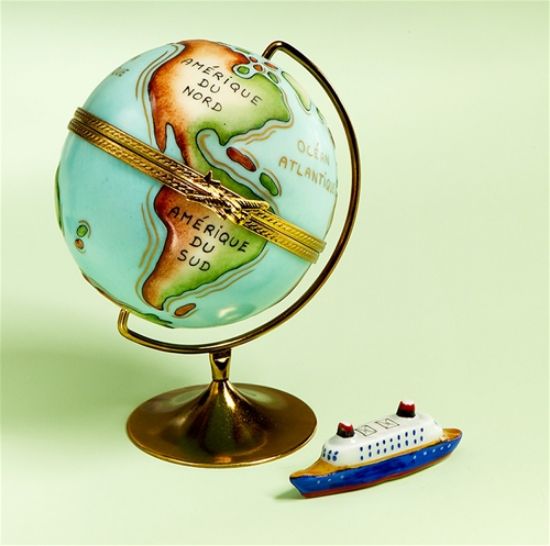 Picture of Limoges World Globe Box with Boat