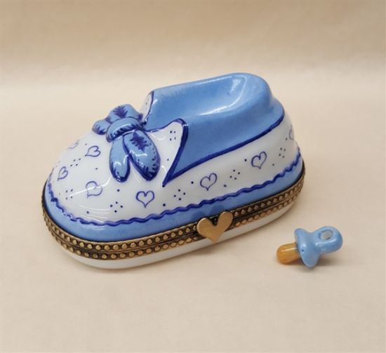 Picture of Limoges Baby Boy Shoe with Hearts Box and Pacifier