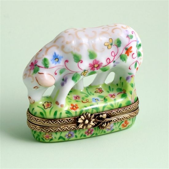 Picture of Limoges Floral Lamb Box on Grass