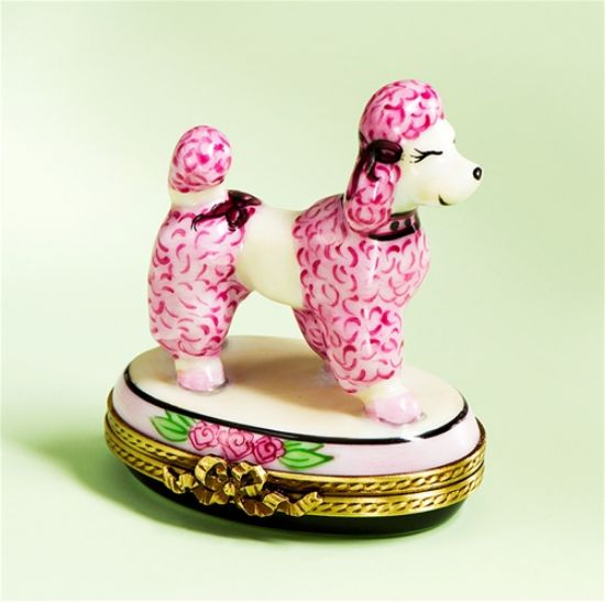 Picture of Limoges Pink Poodle with Roses Box