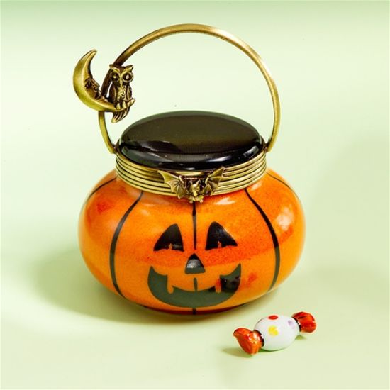 Picture of Limoges Halloween Jack O Lantern  Basket Box with Candy