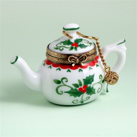 Picture of Limoges Christmas Teapot Box with Holly