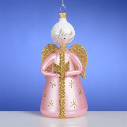 Picture of De Carlini Pink Angel with  Gold Wings Christmas Ornament