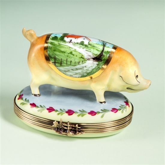 Picture of Limoges Folk Art Pig Box