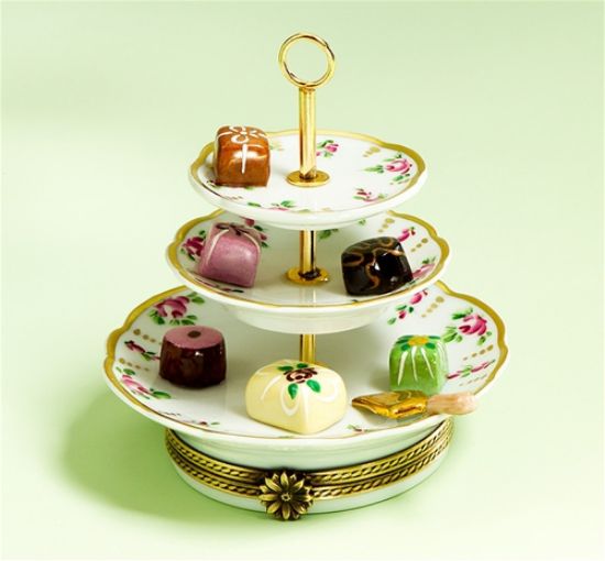 Picture of Limoges Three Tier Porcelain Plates with Bonbons Box