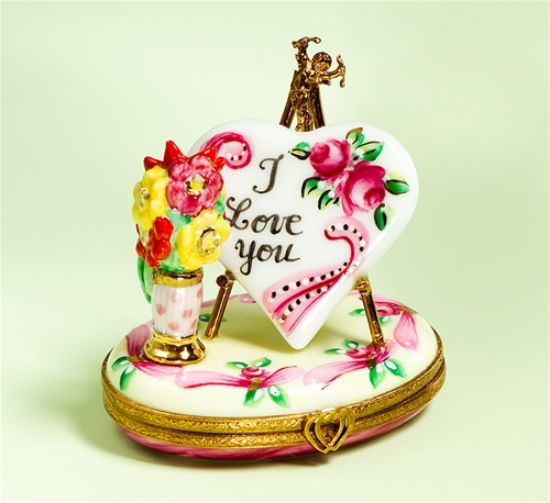 Picture of Limoges I Love You Heart with Cherub and Flower Pot Box 