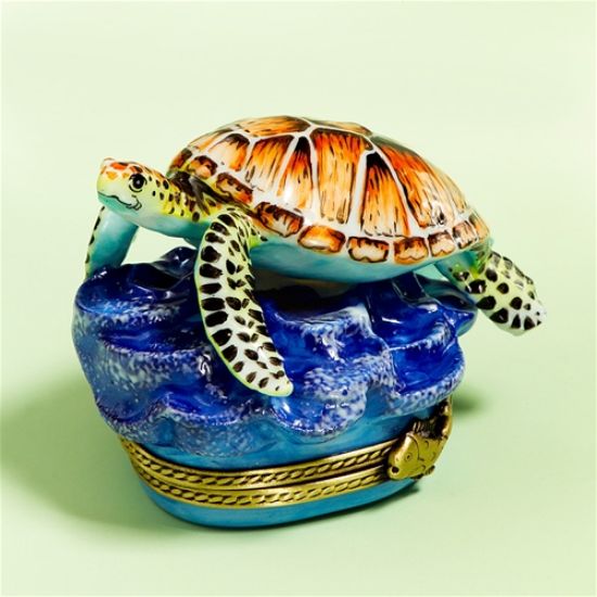 Picture of Limoges Sea Turtle on Wave Box. 