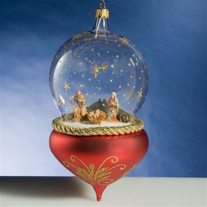 Picture of De Carlini Red Nativity with Animals Christmas Ornament