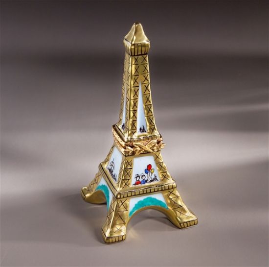 Picture of Limoges Gold Eiffel Tower with People Box