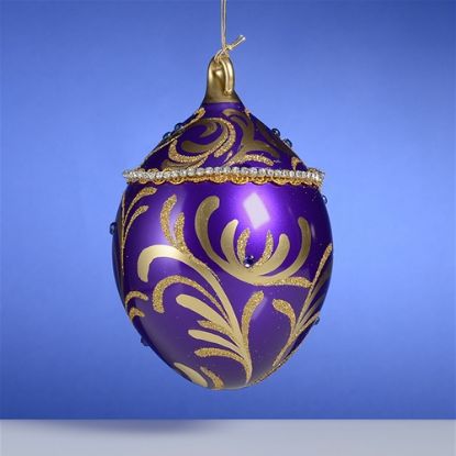 Picture of De Carlini Purple and Gold Egg Christmas Ornament
