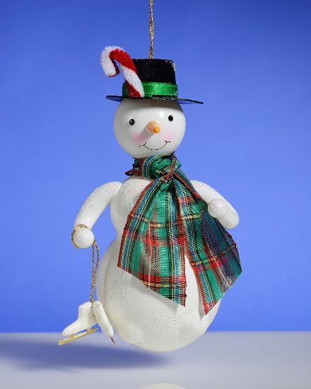 Picture of De Carlini Snowman with Black Hat and Ice Skates Ornament