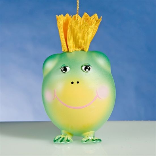 Picture of De Carlini Sitting Frog with Yellow Crown Ornament