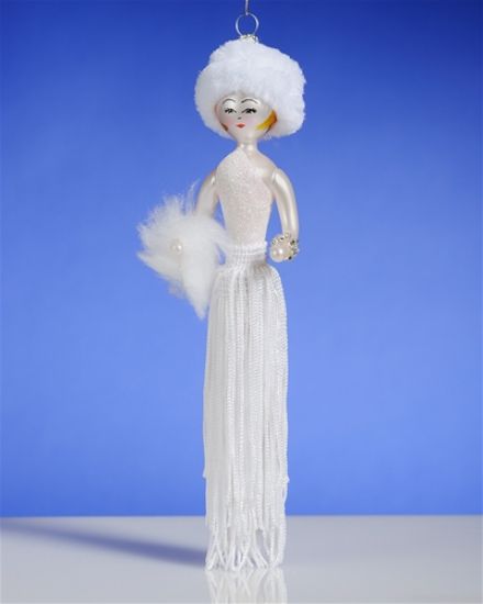 Picture of De Carlini Lady in White Gala Dress Ornament