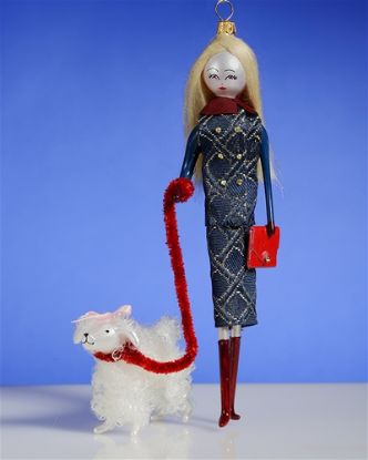 Picture of De Carlini Blonde Lady with Dog Ornament