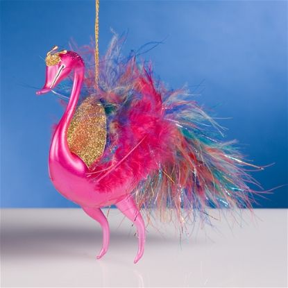 Picture of De Carlini PInk Peacock Ornament
