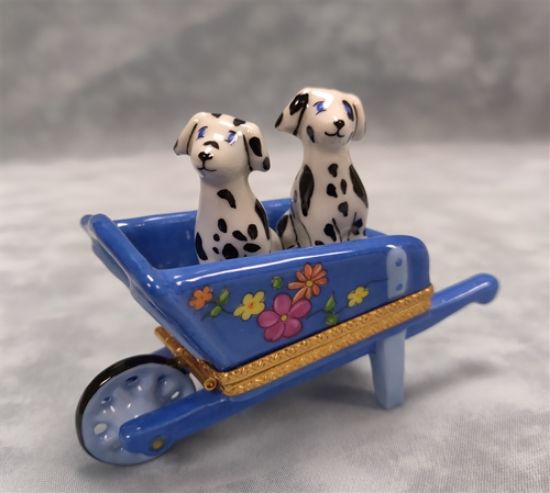 Picture of Limoges Dalmations on Wheelbarrow box