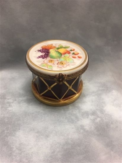 Picture of Limogs Drum with Fruits and Flowers Box