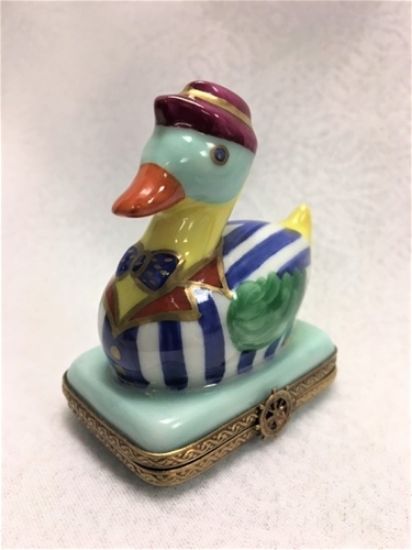 Picture of Limoges Duck in Striped Suit and Boe Tie Box
