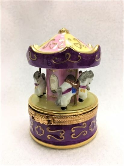 Picture of Limoges Purple Yellow Horses Carousel Box