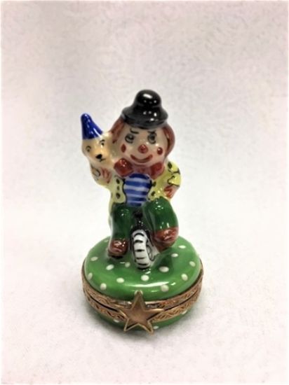 Picture of Limoges Clown on Unicycle with Dog Box
