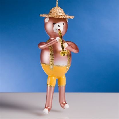 Picture of De Carlini Bear in Yellow with Flute Ornament