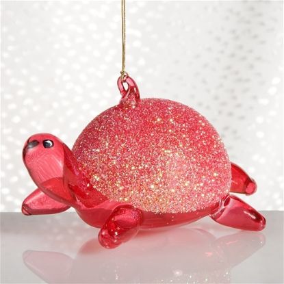 Picture of Pink Red Turtle Italian Glass Ornament