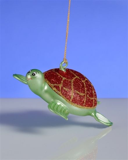 Picture of De Carlini Red and Gold Sea Turtle Ornament