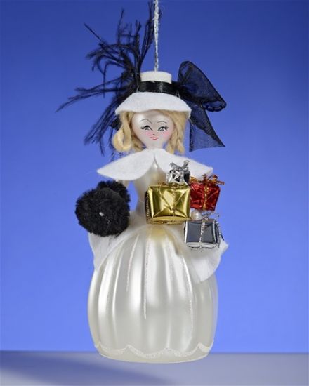 Picture of De Carlini Lady in White Shopping Ornament